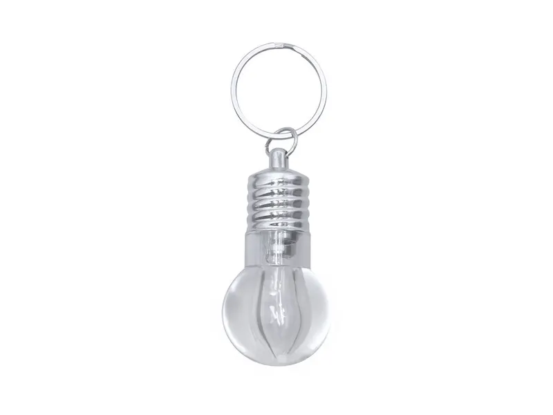 Llavero linterna forma de bombilla Bardan en transparente, vista frontal