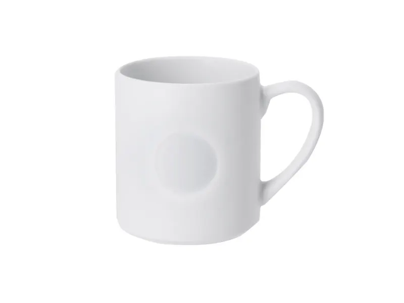 Taza de cerámica mate Tiraan 350 ml círculo en relieve en blanco de cerámica, vista frontal