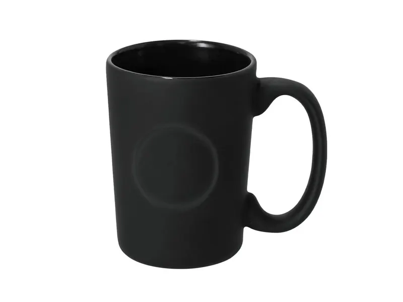 Taza de cerámica Patt 400 ml láser con relieve en negro de cerámica, vista frontal