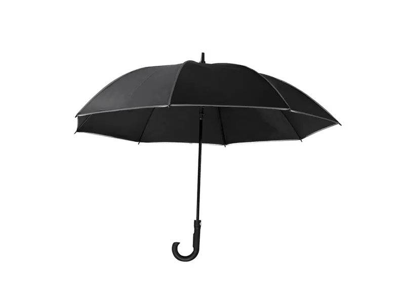 Paraguas de RPET Savilar antiviento Ø 120 cm reflectante en negro de pongee 190T RPET, vista frontal