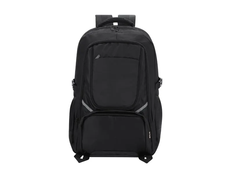Mochila de nylon reciclado Zurut 420D reflectante en negro de nylon reciclado 420D, vista frontal