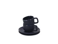 Set tazas espresso Freyat 85 ml con plato de cerámica, vista frontal