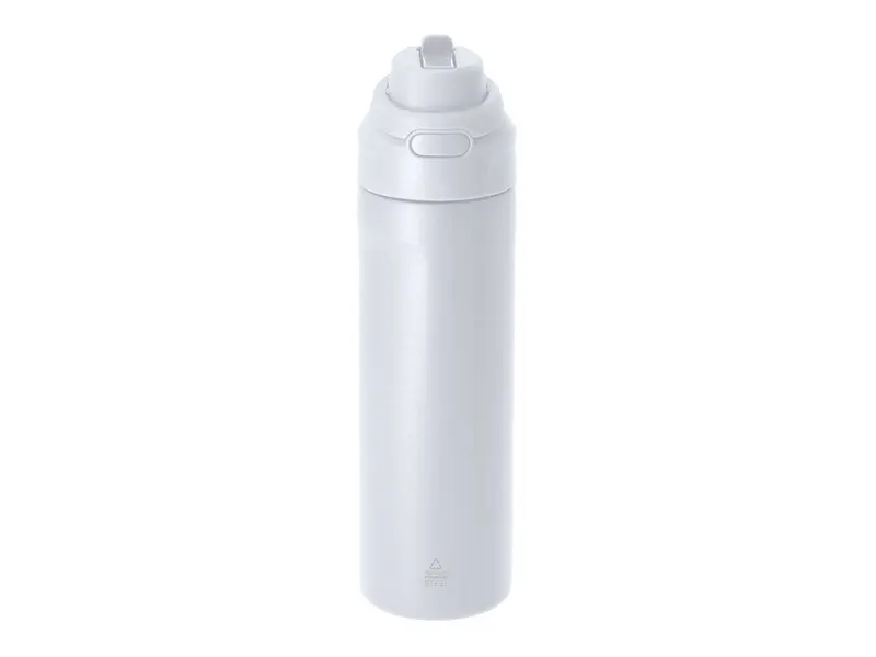 Botella térmica reciclada Ninivek 700 ml doble bebida en blanco de acero inox reciclado, vista frontal