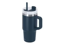 Taza térmica reciclada Gobby 450 ml con pajita de acero inox reciclado, vista lateral
