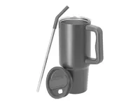 Taza térmica reciclada Yukon 900 ml con pajita de acero inox reciclado, detalle 1
