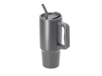 Taza térmica reciclada Yukon 900 ml con pajita de acero inox reciclado, vista frontal