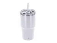 Vaso térmico de acero reciclado Vinson 650 ml con pajita de acero inox reciclado, vista lateral