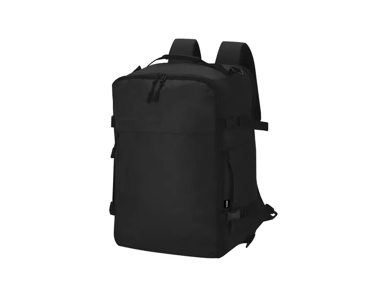 Mochila multifunción de RPET Zagros 600D cabina en negro de poliéster 600D RPET, vista frontal