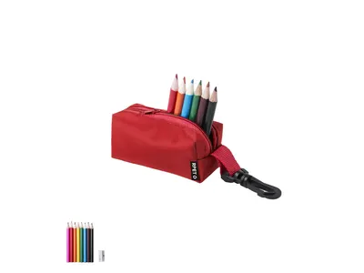 Estuche RPET 420D con mosquetón y 8 lápices personalizable