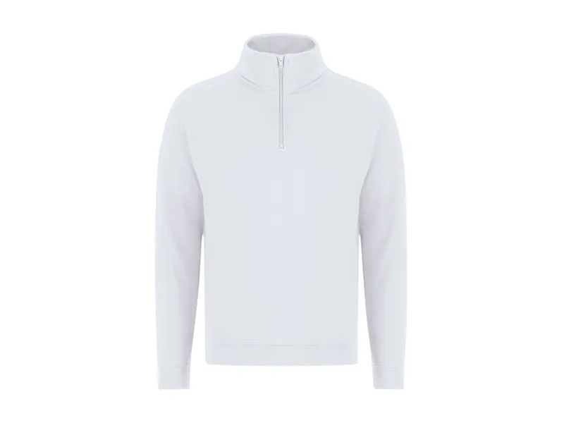 Sudadera media cremallera de felpa Galaxy perchada 280 g en blanco de 60% algodón/ 40% poliéster 280 g/ m2, vista frontal