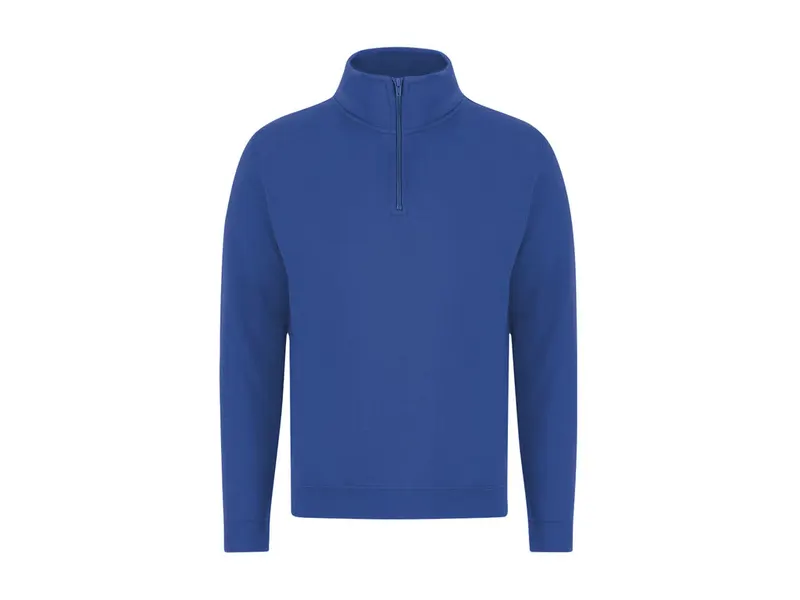 Sudadera media cremallera de felpa Galaxy perchada 280 g en azul de 60% algodón/ 40% poliéster 280 g/ m2, vista frontal