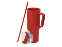 Jarra térmica de PP reciclado Gabrion 900 ml con pajita de PP reciclado, vista lateral