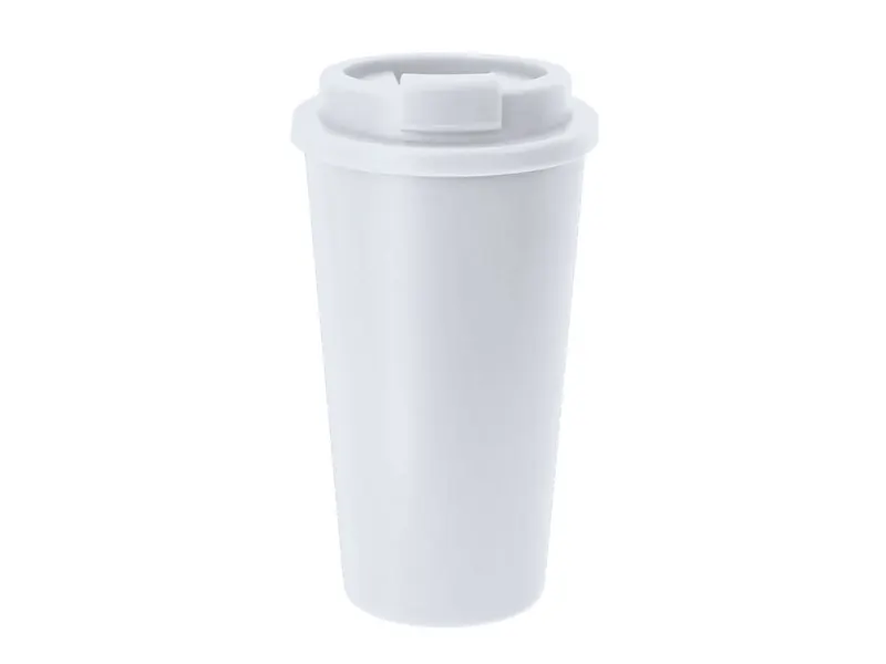 Vaso térmico de PP reciclado Lexander 450 ml doble pared en blanco de PP reciclado, vista frontal
