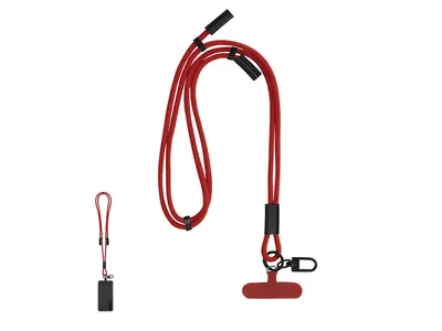 Lanyard portamóvil de RPET Elnora con cable de carga personalizable