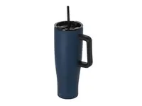 Jarra térmica reciclada Leandrok 1,2 l con pajita de acero inox reciclado, vista lateral