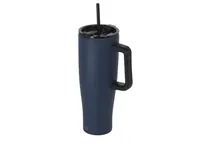 Jarra térmica reciclada Leandrok 1,2 l con pajita de acero inox reciclado, vista frontal