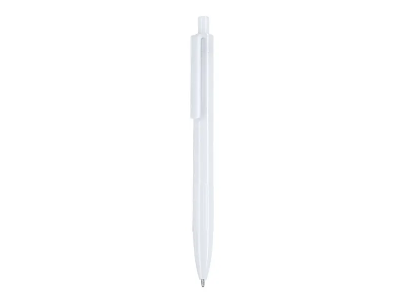 Bolígrafo de RABS Marcy pulsador distintivo superior en blanco de ABS reciclado, vista frontal