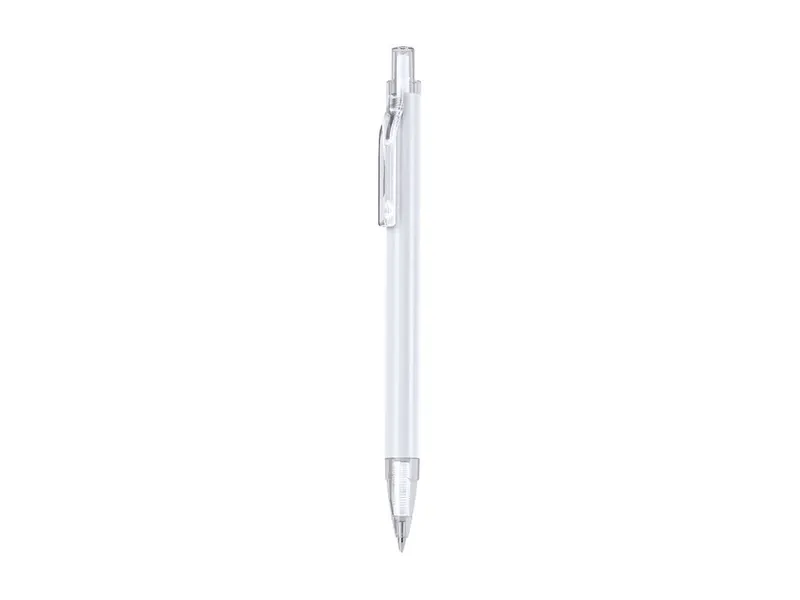 Bolígrafo de aluminio reciclado Stasian clip transparente en blanco de aluminio reciclado/ RPET, vista frontal