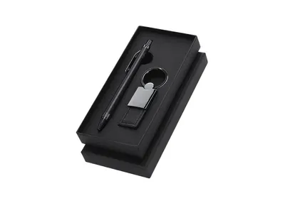 Set bolígrafo de aluminio reciclado Tobyan y llavero personalizable