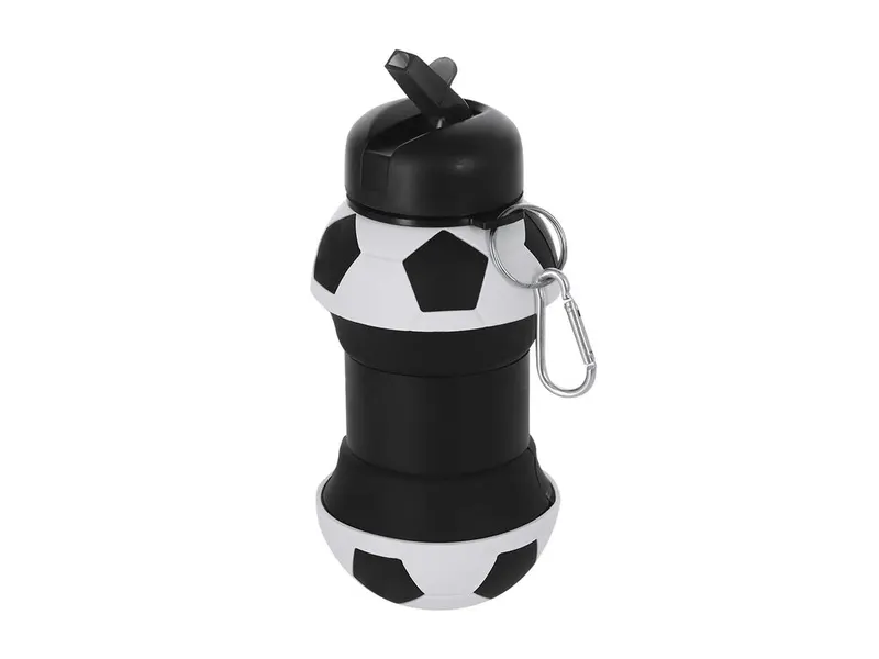 Bidón plegable de silicona Ferdin balón de fútbol 550 ml en blanco de silicona, vista frontal