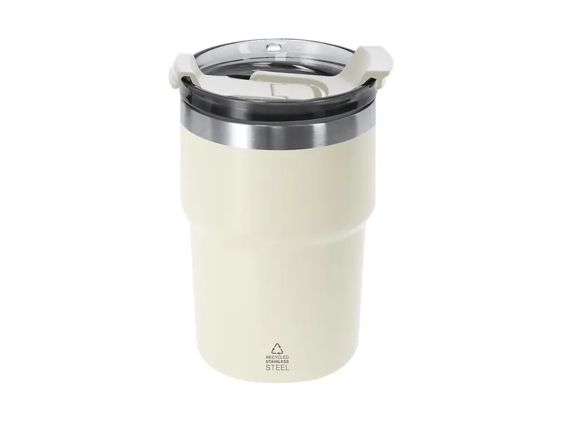 Vaso térmico de acero reciclado Laplux 350 ml semimate en natural de acero inox reciclado, vista frontal