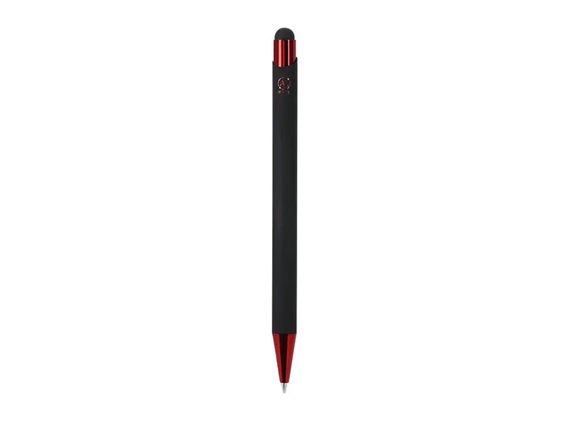 Bolígrafo puntero alu. reciclado láser espejo Pilgrim en rojo de aluminio reciclado, vista frontal