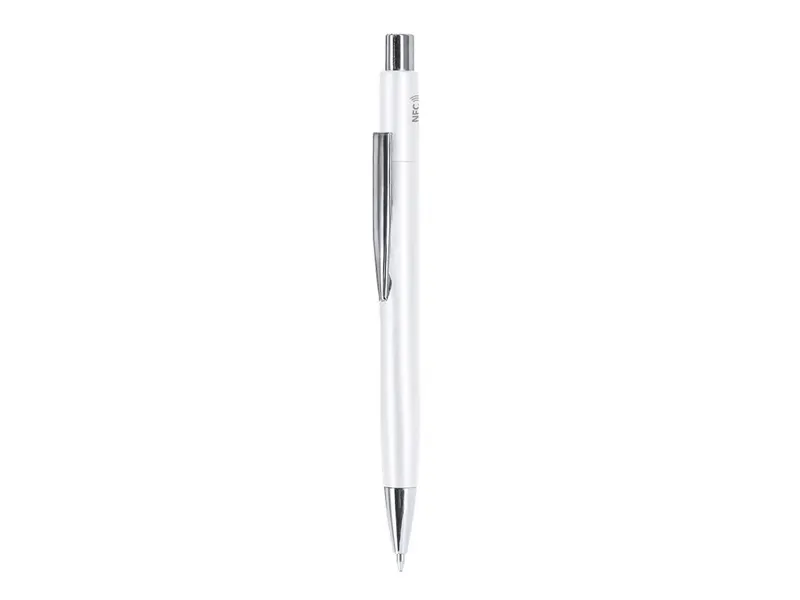 Bolígrafo NFC de aluminio mate Pindar en blanco de aluminio, vista frontal