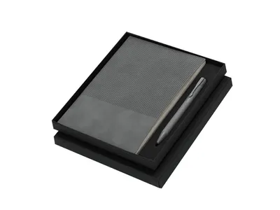 Set bloc de PU reciclada Holland y bolígrafo de aluminio personalizable