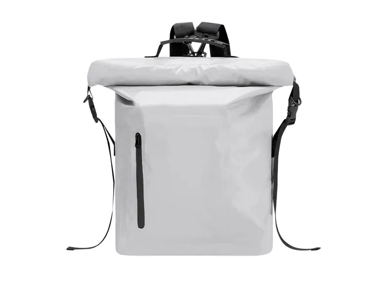Mochila impermeable Zorium 30 l ripstop con mosquetones en blanco de ripstop, vista frontal