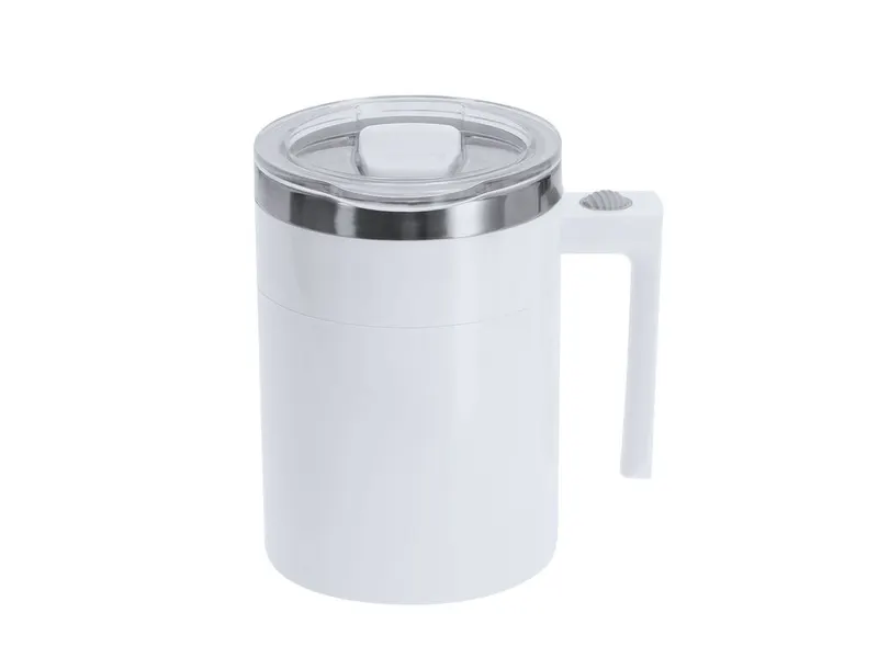Taza mezcladora de acero Waker 400 ml con agitador en blanco de ABS/ acero inox, vista frontal