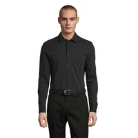Camisa de algodón Balthazar mercerizado manga larga hombre de algodón reciclado, vista frontal