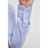 Camisa hilo teñido antiarrugas Baptiste hombre de algodón, detalle 3