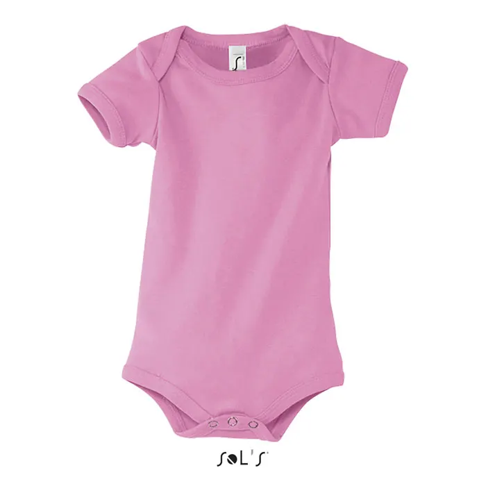 Body de bebé algodón peinado Bambino con broches en rosa orquídea de algodón, vista frontal