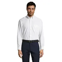 Camisa corte recto manga larga polialgodón Boston hombre de algodón, vista frontal