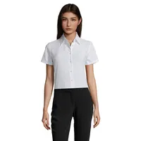 Camisa ceñida manga corta polialgodón Elite mujer de algodón, vista frontal