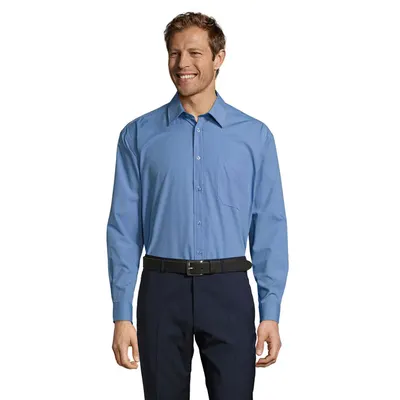 Camisa popelín corte recto manga larga Baltimore hombre personalizable