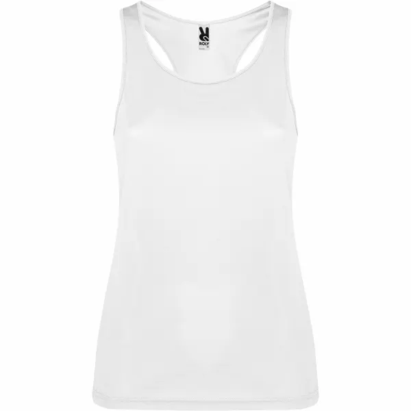 Camiseta técnica tirantes de poliéster Shura 140 g mujer en blanco de 100% poliéster piqué, 140 g/m², vista frontal