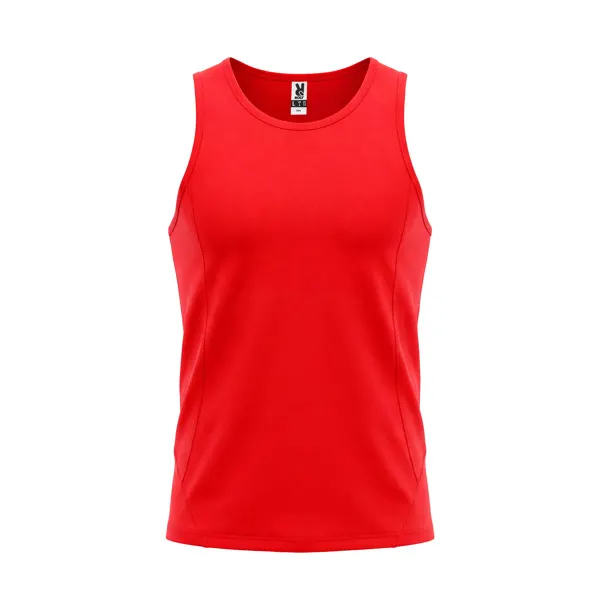 Camiseta técnica tirantes Andre 140 g bajo curvo en rojo de 100% poliéster piqué, 140 g/m², vista frontal