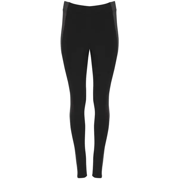 Mallas largas de algodón Agia bandas laterales 270 g mujer en negro/ebano de 94% algodón / 6% elastano, 270 g/m², vista frontal