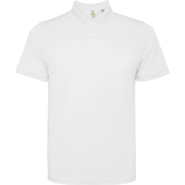 Polo técnico reciclado antibacteriano Tormo 125 g en blanco de 100% poliéster reciclado, waffle interlock, vista frontal