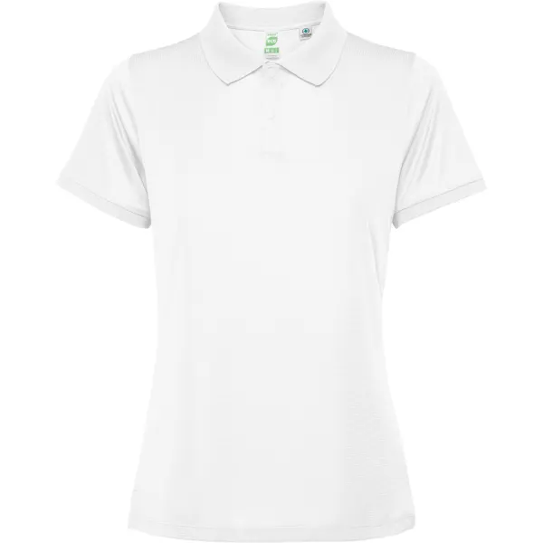 Polo técnico reciclado antibacteriano Tormo 125 g mujer en blanco de 100% poliéster reciclado, waffle interlock, vista frontal
