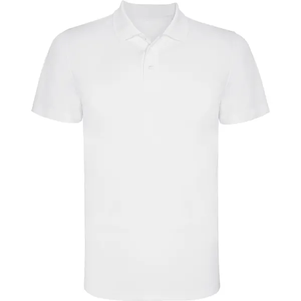 Polo técnico de piqué Monzha 150 g manga corta en blanco de 100% poliéster piqué, 150 g/m², vista frontal