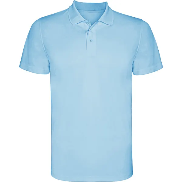 Polo técnico de piqué Monzha 150 g manga corta en celeste de 100% poliéster piqué, 150 g/m², vista frontal