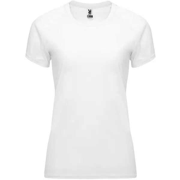 Camiseta técnica ranglán waffle Bahrain 135 g mujer en blanco de 100% poliéster, waffle interlock, 135 g/m², vista frontal