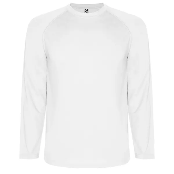 Camiseta técnica manga larga piqué Montecarlo 150 g en blanco de 100% poliéster piqué, 150 g/m², vista frontal