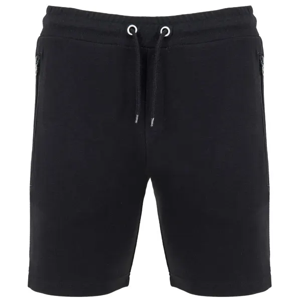 Pantalón corto deportivo Betis con cremalleras 270 g en negro de 63% algodón / 37% poliéster interlock, 270, vista frontal