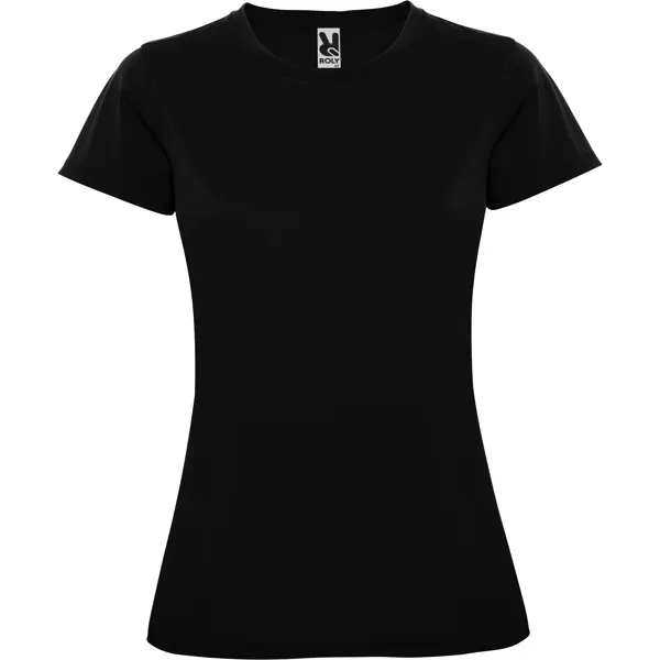Camiseta técnica de piqué Montecarlo 150 g manga corta mujer en negro de 100% poliéster piqué, 150 g/m², vista frontal