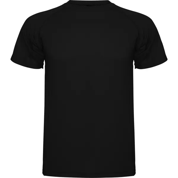 Camiseta técnica ranglán de piqué Montecarlo 150 g en negro de 100% poliéster piqué, 150 g/m², vista frontal