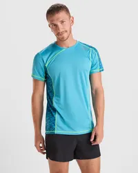 Camiseta técnica ranglán Sochi 130 g con paneles sublimados de 50% poliéster reciclado / 50% poliéster, vista frontal