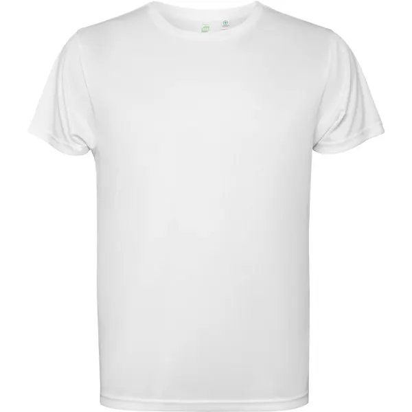 Camiseta técnica antibacteriana reciclada Estoril 125 g en blanco de 100% poliéster reciclado waffle interlock, vista frontal